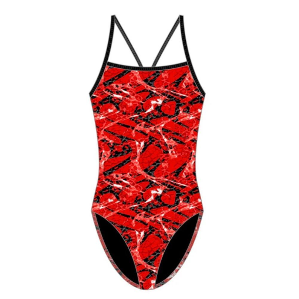 Kiefer Sandies Women's Wave Daze Red Skinny Straps One Piece Size 22